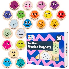 SPARK & WOW Wooden Magnets | Emotions | Magnets for Kids Ages 2+ | Open-Ended Play | Social Emotional Learning Activity