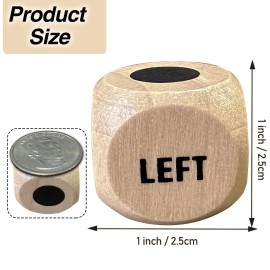 FAILUN Left Right Center Game Dice 1 Inch Wooden Dice with Drawstring Bag, Easy to Store and Carry Around, Convenient for Travel (3 pcs)