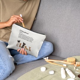 Nogrit Chihuahua Makeup Bag, Chihuahua Gifts for Women, chihuahua accessories Small Cosmetic Makeup Bag for Purse Nogrit Chihuahua Makeup Bag, Chihuahua Gifts for Women, chihuahua accessories Small Cosmetic Makeup Bag for Purse