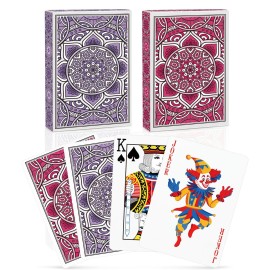 Metsyth Playing Cards 2 Pack, Deck of Cards, Standard Poker Card Set,Fun Card Games for Adults,Easy Shuffle Unique Design Card for Pinochle,Bridge,Go Fish,Cartas(Pink/Purple)