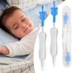 Kinggrand Kitchen Baby Nose and Ear Cleaner Tool 3 in 1 Nose Cleaning Tweezers Baby Boogie Nose Picker Dual Earwax and Snot Removal Safe & Easy Infant Booger Picker for Sticky & Dried Boogers (Blue)