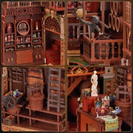 MiniCity Book Nook Kit, DIY Miniature Dollhouse Booknook Kit, 3D Wooden Puzzle Bookend Bookshelf Insert Decor with LED Light for Teens and Adults (Roaring Twenties Speakeasy)