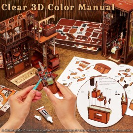 MiniCity Book Nook Kit, DIY Miniature Dollhouse Booknook Kit, 3D Wooden Puzzle Bookend Bookshelf Insert Decor with LED Light for Teens and Adults (Roaring Twenties Speakeasy)