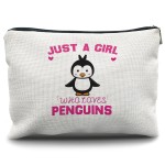 Nogrit Penguin Makeup Bag, Penguin Gifts for Women Girls, Cute Penguin Gifts, Just a Girl Who Loves Penguins Small Makeup Cosmetic Bag for Purse