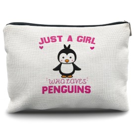 Nogrit Penguin Makeup Bag, Penguin Gifts for Women Girls, Cute Penguin Gifts, Just a Girl Who Loves Penguins Small Makeup Cosmetic Bag for Purse