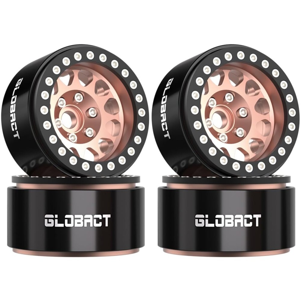 EPINON RC 1.9inch Beadlock Wheels - Offset -10.5mm Aluminum Wheel Rim Hub for 1/10 RC Crawler Car Axial SCX10 UTB10 TRX4 TRX6 Redcat Gen7 Gen8 VS4-10 Upgrade Accessories (4Pcs Bronze)