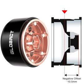 EPINON RC 1.9inch Beadlock Wheels - Offset -10.5mm Aluminum Wheel Rim Hub for 1/10 RC Crawler Car Axial SCX10 UTB10 TRX4 TRX6 Redcat Gen7 Gen8 VS4-10 Upgrade Accessories (4Pcs Bronze)