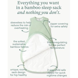 PurComfy Quilted Supersoft Sleep Sack, 2.5 TOG Premium Bamboo Viscose Warm Baby Sleeping Bag, 2-Way Zipper 6-15 Months (Sage)