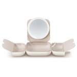 AMIRO M2 Travel Makeup Bag with 5 Level Brightness & 3 Color LED Mirror, Portable Makeup Artist Organizer, White