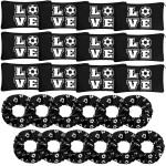 Sweetude 24 Pcs Soccer Gifts 12 Makeup Bag 12 Satin Scrunchies for Girls Portable Cosmetic Travel Bag Elastic Hair Ties Soccer Favors for Women Girls Team Players(Black)