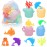 Baby Bath Toys, 13 Pcs Silicone Mold Free Bath Toys with a Storage Bag, Squeezable Dinosaurs Bathtub Toys, No Hole Sensory Ocean Animal Suction Cup Toys for Toddlers 1 2 3 4 5 6 Years