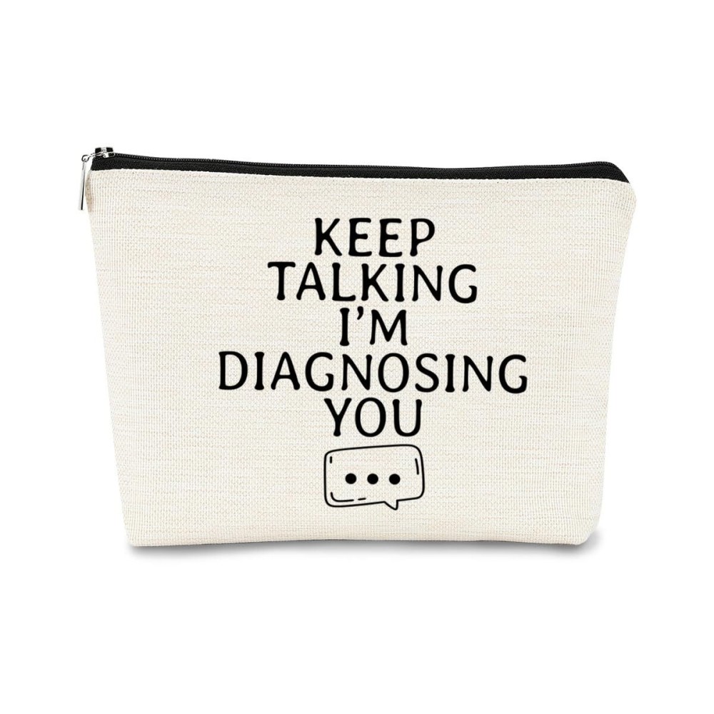 BARPERY Psychology Therapist Gifts - Small Cosmetic Bag, Psychologist Psychiatrist Gift Idea - \'Keep Talking I\'m Diagnosing You\' Birthday Makeup Bag for Women