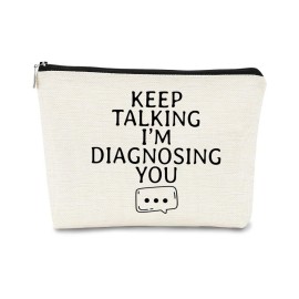 BARPERY Psychology Therapist Gifts - Small Cosmetic Bag, Psychologist Psychiatrist Gift Idea - \'Keep Talking I\'m Diagnosing You\' Birthday Makeup Bag for Women