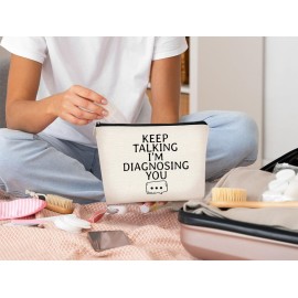 BARPERY Psychology Therapist Gifts - Small Cosmetic Bag, Psychologist Psychiatrist Gift Idea - \'Keep Talking I\'m Diagnosing You\' Birthday Makeup Bag for Women