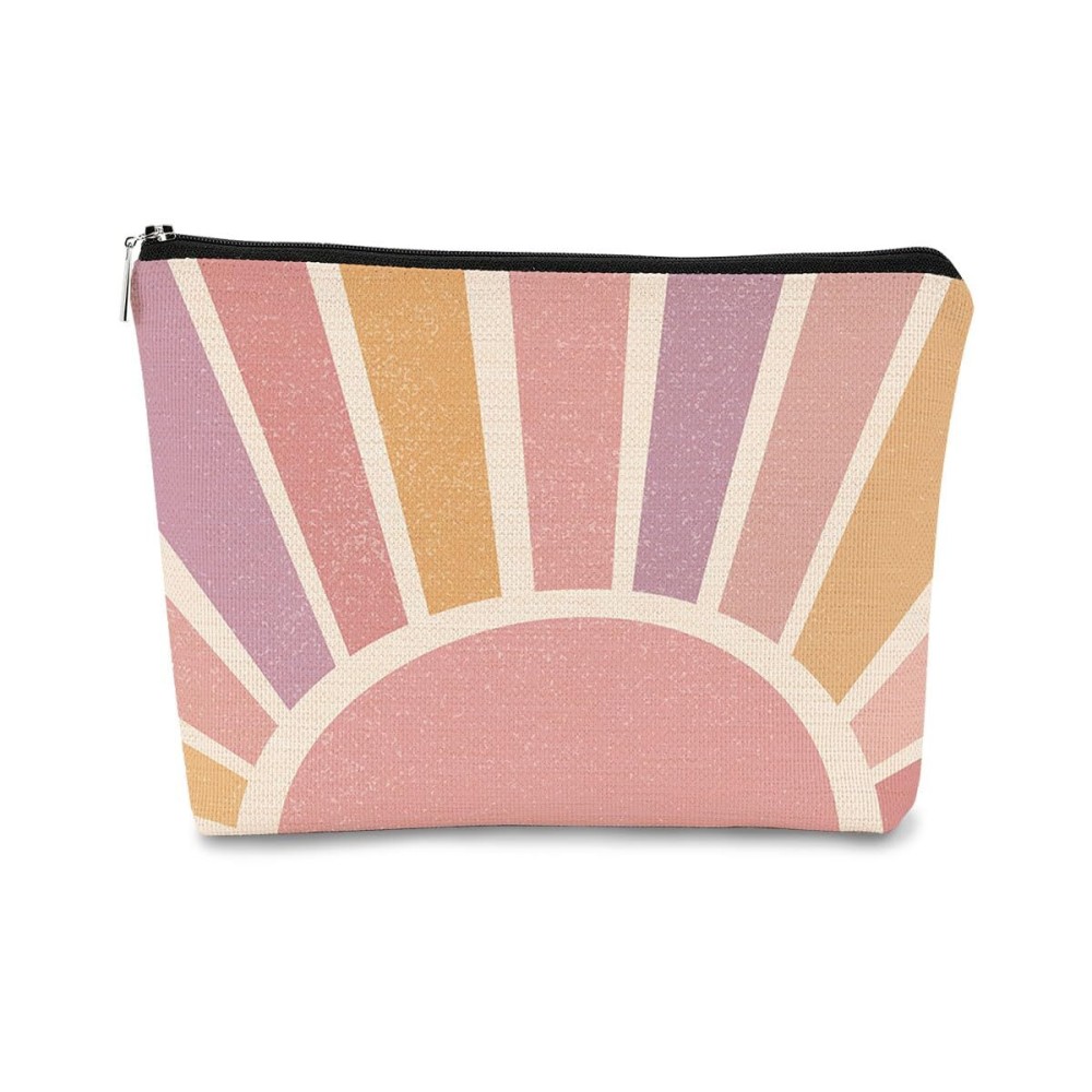BARPERY Boho Gifts Small Pink Makeup Bag - Boho Sunshine Cosmetic Bag, Bohemian Makeup Bag Organizer for Women, Christmas & Birthday Gifts for Mom, Friend, Sister, Wife, Teacher