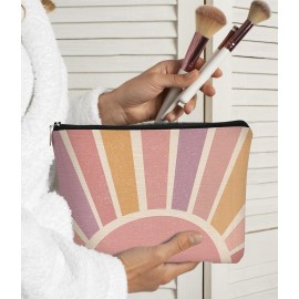 BARPERY Boho Gifts Small Pink Makeup Bag - Boho Sunshine Cosmetic Bag, Bohemian Makeup Bag Organizer for Women, Christmas & Birthday Gifts for Mom, Friend, Sister, Wife, Teacher