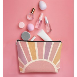 BARPERY Boho Gifts Small Pink Makeup Bag - Boho Sunshine Cosmetic Bag, Bohemian Makeup Bag Organizer for Women, Christmas & Birthday Gifts for Mom, Friend, Sister, Wife, Teacher