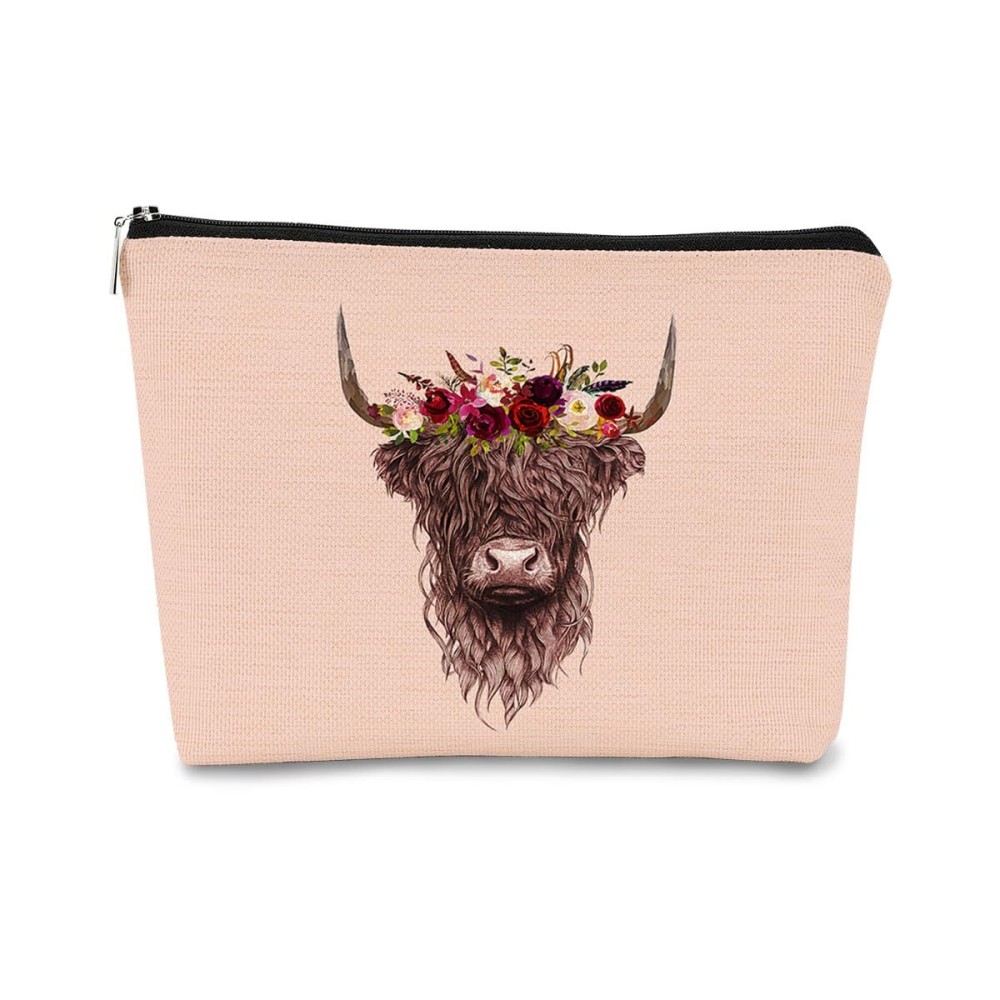 BARPERY Cow Gifts for Cow Lovers, Cow Gift Western Small MakeUp Bag,Pink Cosmetic Bag,Gifts for Women Colleague Friend Teen Girls Coworkers,Birthday Christmas Makeup Bag Organizer Gifts for Women