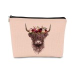 BARPERY Cow Gifts for Cow Lovers, Cow Gift Western Small MakeUp Bag,Pink Cosmetic Bag,Gifts for Women Colleague Friend Teen Girls Coworkers,Birthday Christmas Makeup Bag Organizer Gifts for Women