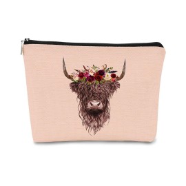 BARPERY Cow Gifts for Cow Lovers, Cow Gift Western Small MakeUp Bag,Pink Cosmetic Bag,Gifts for Women Colleague Friend Teen Girls Coworkers,Birthday Christmas Makeup Bag Organizer Gifts for Women