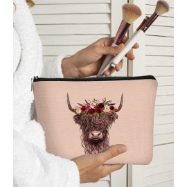 BARPERY Cow Gifts for Cow Lovers, Cow Gift Western Small MakeUp Bag,Pink Cosmetic Bag,Gifts for Women Colleague Friend Teen Girls Coworkers,Birthday Christmas Makeup Bag Organizer Gifts for Women