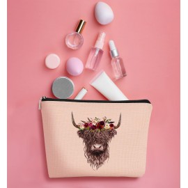 BARPERY Cow Gifts for Cow Lovers, Cow Gift Western Small MakeUp Bag,Pink Cosmetic Bag,Gifts for Women Colleague Friend Teen Girls Coworkers,Birthday Christmas Makeup Bag Organizer Gifts for Women