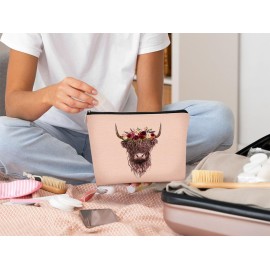 BARPERY Cow Gifts for Cow Lovers, Cow Gift Western Small MakeUp Bag,Pink Cosmetic Bag,Gifts for Women Colleague Friend Teen Girls Coworkers,Birthday Christmas Makeup Bag Organizer Gifts for Women