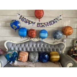 Hrhshw 12pcs 22inch Solar System Balloon, 3D Helium Foil Planet, Moon, Earth, Sun, Mercury, Mars, Venus, Jupiter, Saturn, Uranus, Neptune Balloon for Space Birthday Party