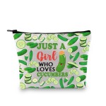 XYANFA Pickle Makeup Bag Cucumber Pickle Lover Gift Pickle Vegans Themed Pickles Cosmetic Bag (Girl WHO LOVES CUCUMBERS)