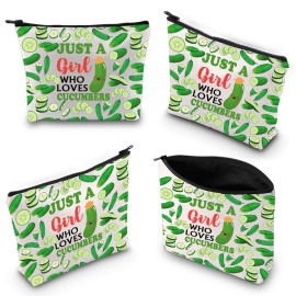 XYANFA Pickle Makeup Bag Cucumber Pickle Lover Gift Pickle Vegans Themed Pickles Cosmetic Bag (Girl WHO LOVES CUCUMBERS)