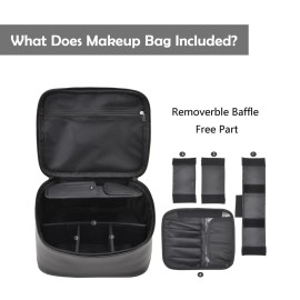 KAKKOII Makeup Travel Bag, Portable Cosmetic Bag, Large Capacity Toiletry Bag with Dividers and Brushes Compartments, PU Leather Makeup Pouch, Storage Organizer for Women, Men (Pink 2)