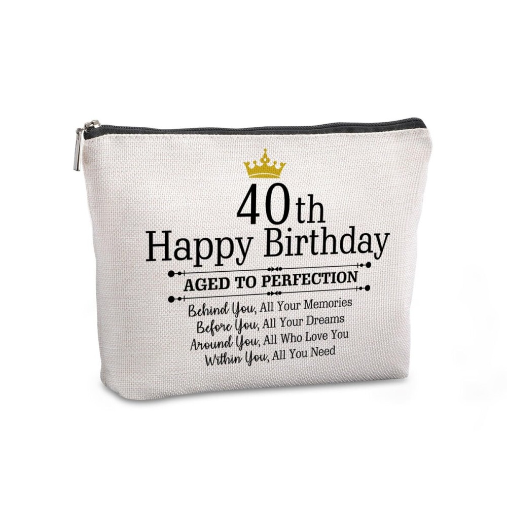 Pwrlveiut 40th Birthday Travel Zipper Makeup Bag Happy Birthday Gifts for Women