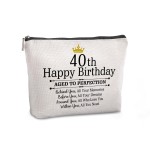 Pwrlveiut 40th Birthday Travel Zipper Makeup Bag Happy Birthday Gifts for Women