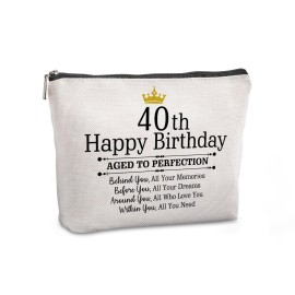 Pwrlveiut 40th Birthday Travel Zipper Makeup Bag Happy Birthday Gifts for Women