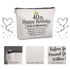 Pwrlveiut 40th Birthday Travel Zipper Makeup Bag Happy Birthday Gifts for Women