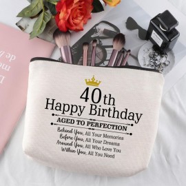 Pwrlveiut 40th Birthday Travel Zipper Makeup Bag Happy Birthday Gifts for Women