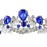 Samky Bridal Rhinestone Tiara Crown Wedding Headpiece with Blue Crystal Bride\'s Hair Accessories