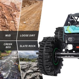 HobbyPark Soft Rubber 1/10 RC Crawler 1.9 Mud Slingers Tires 4.7inch 120mm and 1.9 Beadlocks Wheels Set for Scale RC4WD Axial SCX10 TRX4 Redcat Gen 8 Good Grip w/Foams (Green & Black Rims)