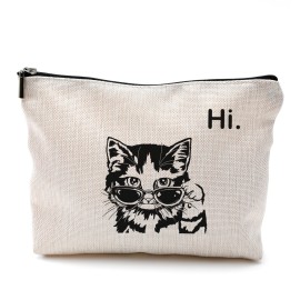 QGFM Cat Gifts for Women,Cat Makeup Bag With Zipper, Birthday Gifts Makeup Bag for Women