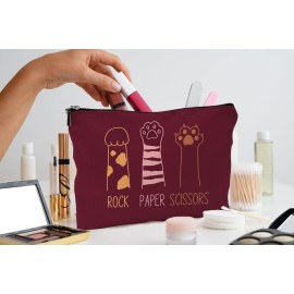 QGFM Cat Gifts for Women: Red Paw Makeup Bag With Zipper - Birthday Gifts for Cat Lovers QGFM Cat Gifts for Women: Red Paw Makeup Bag With Zipper - Birthday Gifts for Cat Lovers