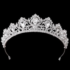 Samky Bride\'s Crystal Wedding Tiara Crown Bridal Rhinestone Headpiece Hair Accessories