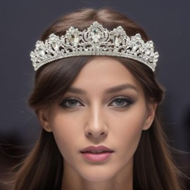 Samky Bride\'s Crystal Wedding Tiara Crown Bridal Rhinestone Headpiece Hair Accessories