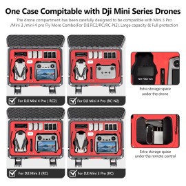 STARTRC Dual Layer Hard Case for DJI Mini 4 Pro Waterproof Drone Carrying Case for DJI Mini 4 Pro 3 Accessories - Fits for RC 2/RC-N2 Controller, Battery Charger Hub