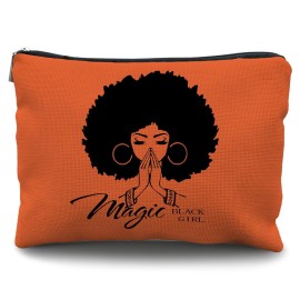 Likjad Black Girl Magic Makeup Bag - African American Girl & Women Gift - Cosmetic Bag