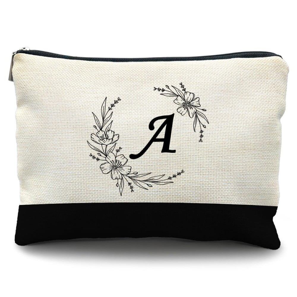 Likjad Initial Monogram Personalized makeup bag,Bride Bridesmaid Cosmetic bag,personalized makeup bag,bridesmaid gifts,personalized gifts,make up bag,monogrammed gifts for womenA