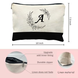 Likjad Initial Monogram Personalized makeup bag,Bride Bridesmaid Cosmetic bag,personalized makeup bag,bridesmaid gifts,personalized gifts,make up bag,monogrammed gifts for womenA