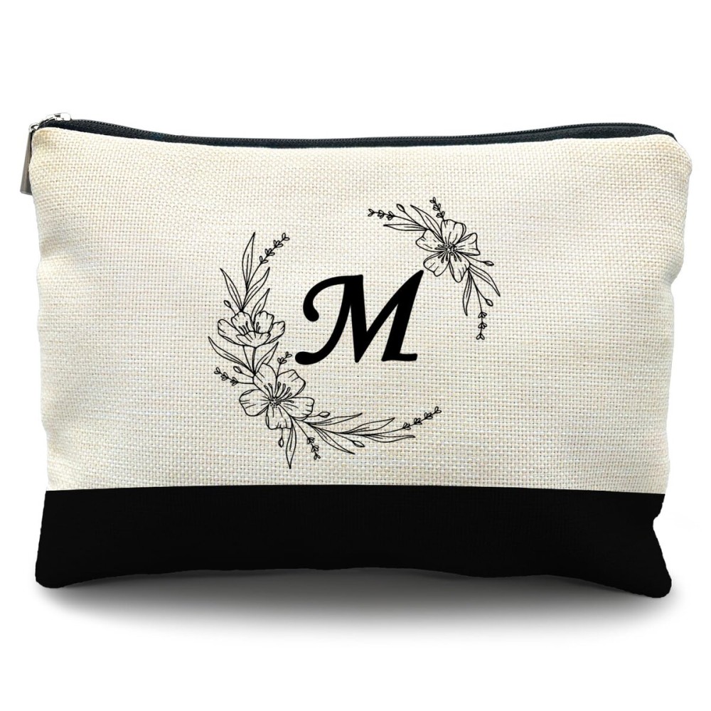 Likjad Bride Bridesmaid Cosmetic bag,personalized makeup bag,Initial Monogram Personalized makeup bag,bridesmaid gifts,personalized gifts,make up bag,monogrammed gifts for womenM