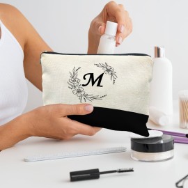 Likjad Bride Bridesmaid Cosmetic bag,personalized makeup bag,Initial Monogram Personalized makeup bag,bridesmaid gifts,personalized gifts,make up bag,monogrammed gifts for womenM