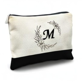 Likjad Bride Bridesmaid Cosmetic bag,personalized makeup bag,Initial Monogram Personalized makeup bag,bridesmaid gifts,personalized gifts,make up bag,monogrammed gifts for womenM