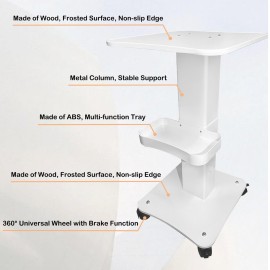 FUMOLEER Esthetician Cart, 3 Tier Beauty Rolling Trolley with Rotation Wheels, Aluminum Alloy Tray Rolling Cart for Hair Salon, Spa Salon Beauty Machine Storage